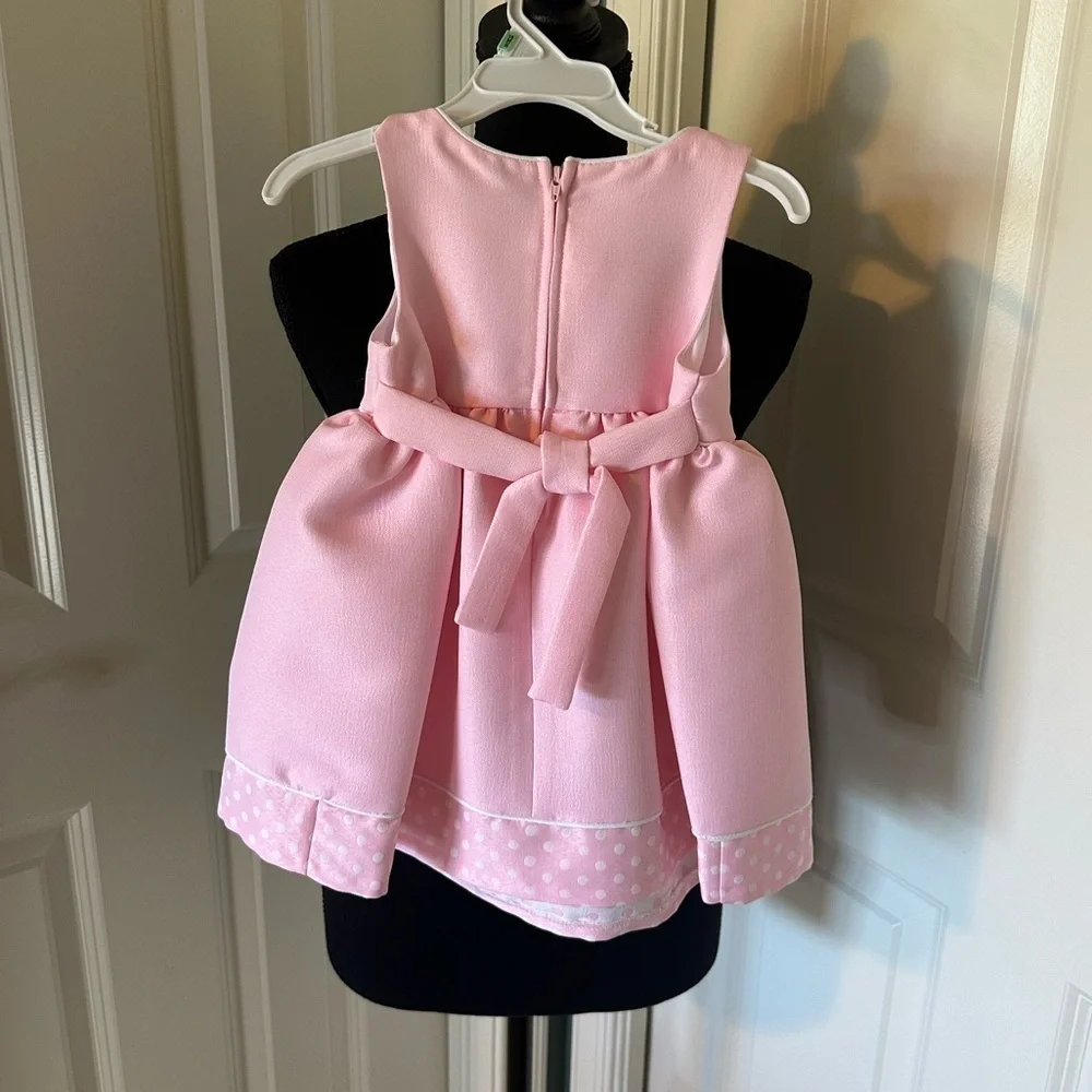 NWT Bonnie Baby Pink Polka Dot Kids Coat and Dress Set